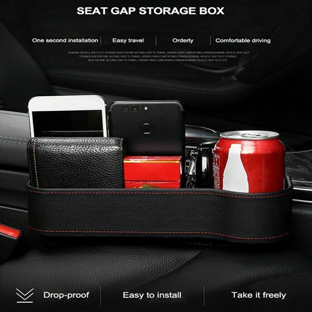 2 PCS Auto Car Seat Gap Catcher Organizer Storage Box Pocket w/ Cup Holder Side