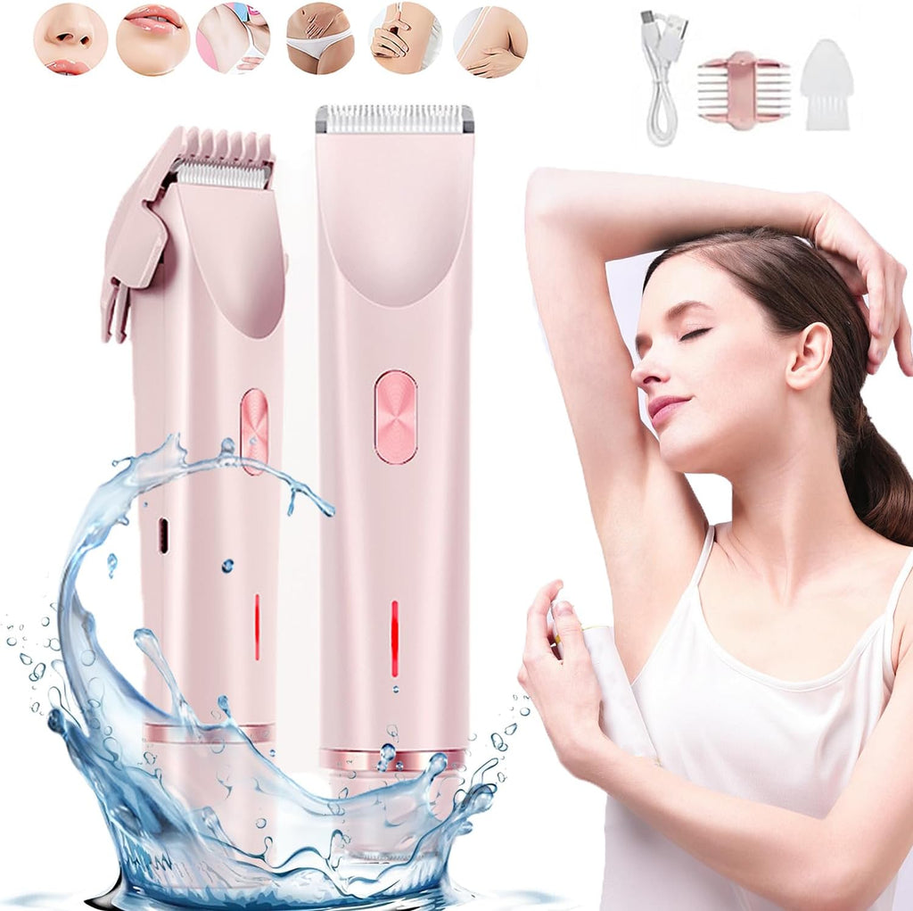 2 In 1 Hair Remover Women's Double Head Shaver Private Pubic Hair Trimmer Electric Razor Wet Dry Electric Body Hair