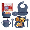 Complete Silicone Baby Feeding Set - 6+ Months Food Grade Baby Feeding Essentials | Silicone Bibs Baby Bowls and Plates 3 in 1 Baby Sippy Cup Spoons and Fork Set | Free of BPA/PVC/Lead/Phthalate