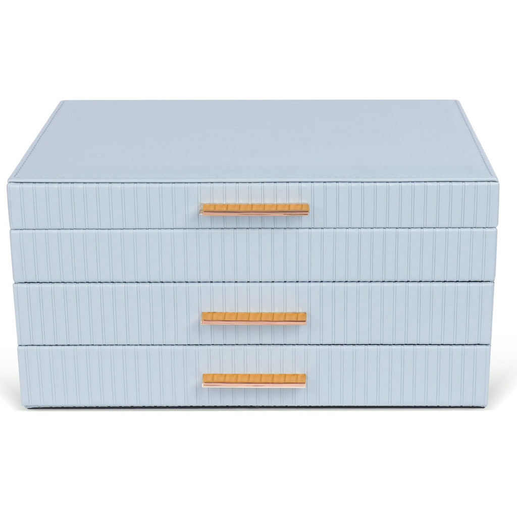 Dajasan Jewelry Organizer Box Jewelry Storage Organizer with 2 Drawers 3-Tier Large Jewelry Gift Box for Women Girls Friends Wife or Mother Gift Idea (Smoky Blue)