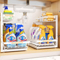 Sevenblue 2 Packs Under Sink Organizer High Adjustable 2 Tier Under Kitchen sink organizer Multi-Purpose Storage Shelf for Kitchen Bathroom Cabinet White