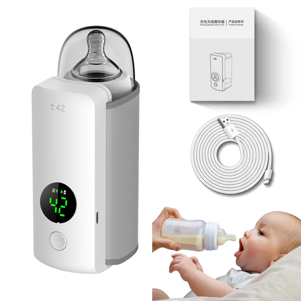Portable Bottle Warmer for Travel6000mAh Battery-PowerInstant Heating & Constant Warming for 5HMilk Warmer for BabyTemperature DisplayFeeding Your Baby Conveniently