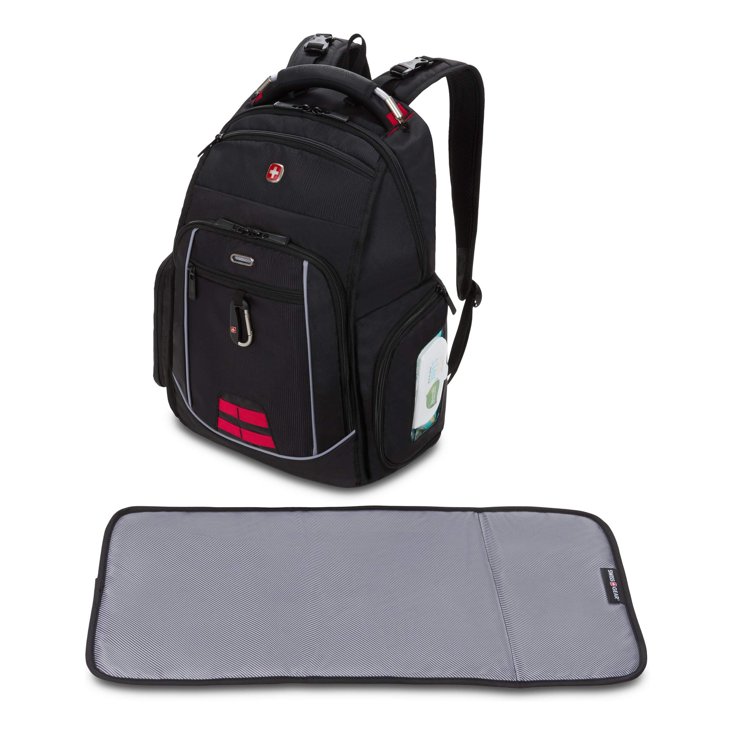 SwissGear Travel Diaper Bag Backpack Black 17.5-Inch
