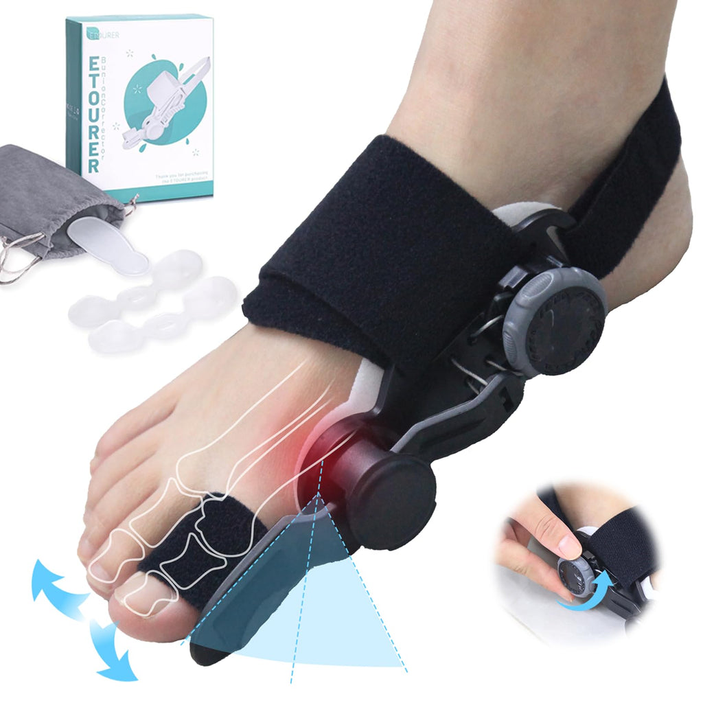 GPWSPI Bunion Corrector for Women and Men Big Toe Universal Size Upgraded Press-Button Bunions CorrectionAdjustable Toe Straightener with Bunion ReliefBunion Fix with Soft Silicone PadBlack